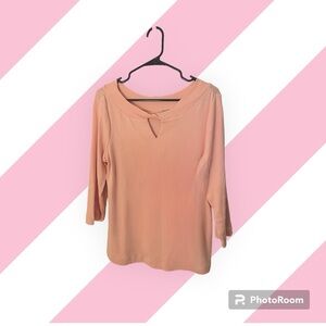Chico’s Medium (Size 1) Twist Neck Keyhole Top in Rose Petal Pink